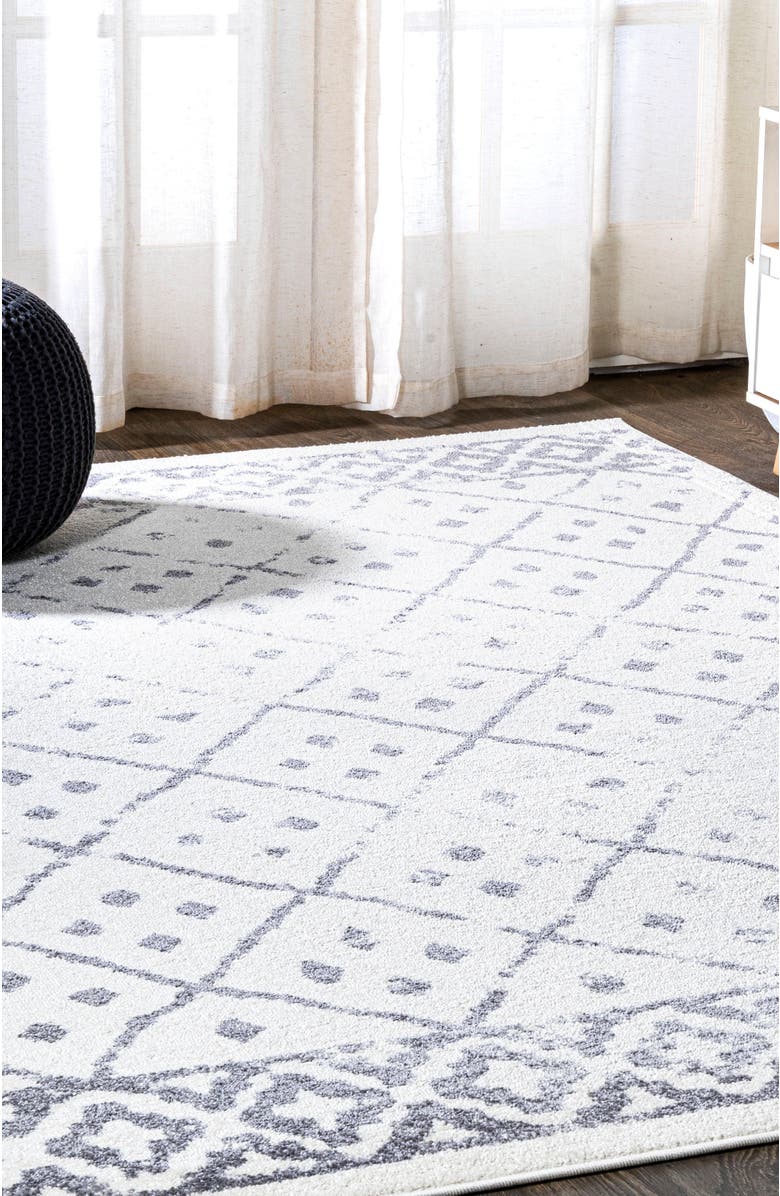 JONATHAN Y Juba Moroccan Geometric Diamond Area Rug, Alternate, color, Ivory/Gray