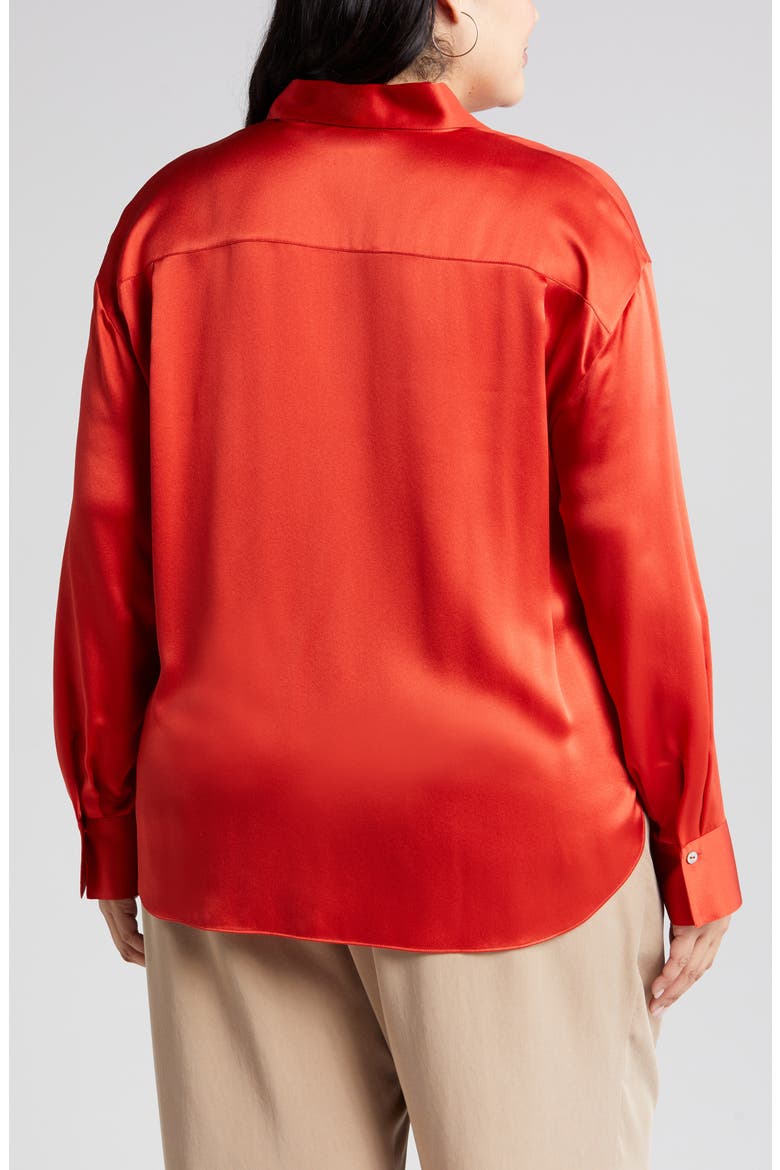 Shaped Collar Silk Blouse, Alternate, color, VERMILLION
