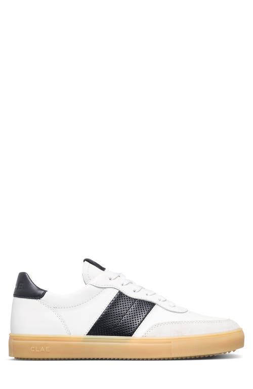 Clae Davis Perforated Low Top Sneaker In White Black Light Natural Gum