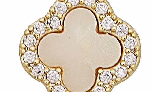 Panacea Set Of 3 Cubic Zirconia Halo Clover Stud Earrings In Gold