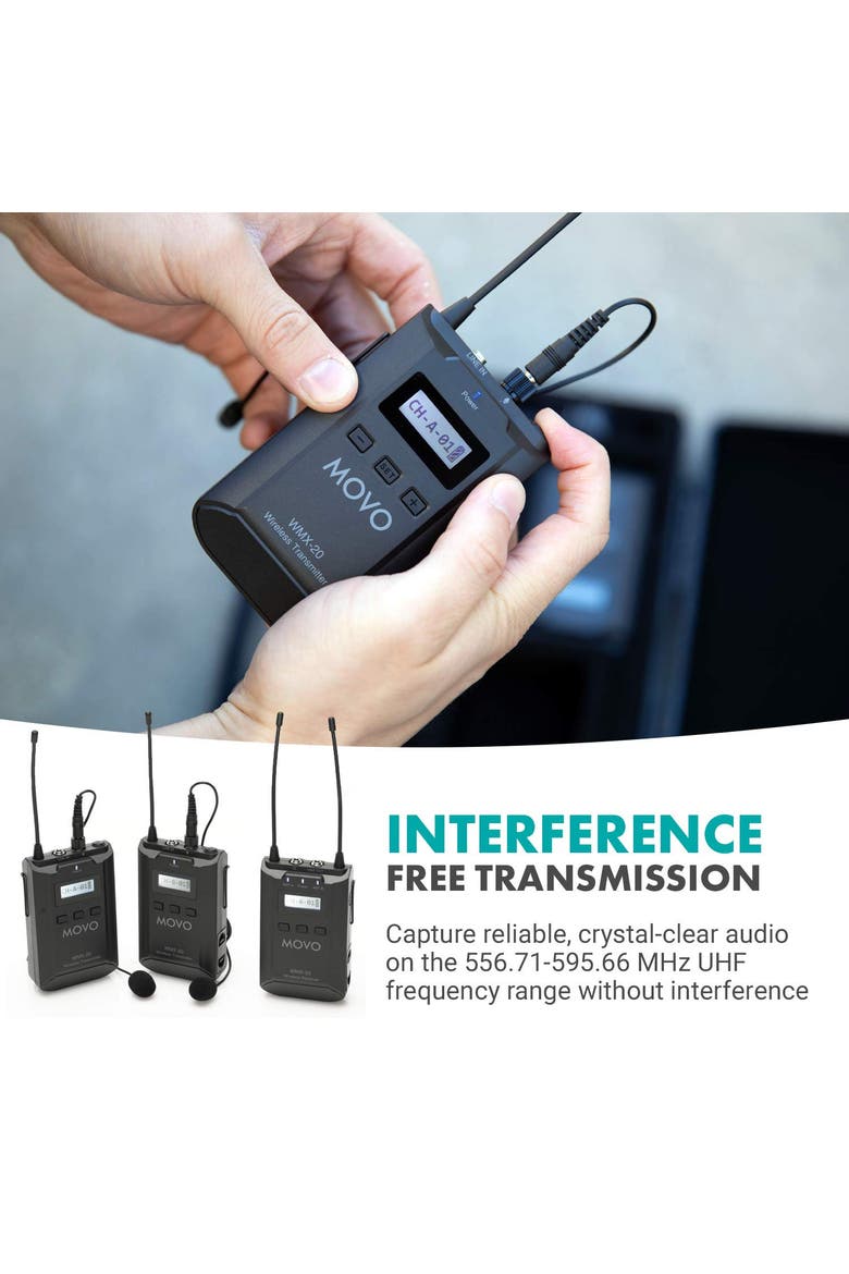 WMX-20-DUO 48-Channel UHF Wireless Lavalier Microphone System Compatible with DSLR Cameras, Alternate, color, Black