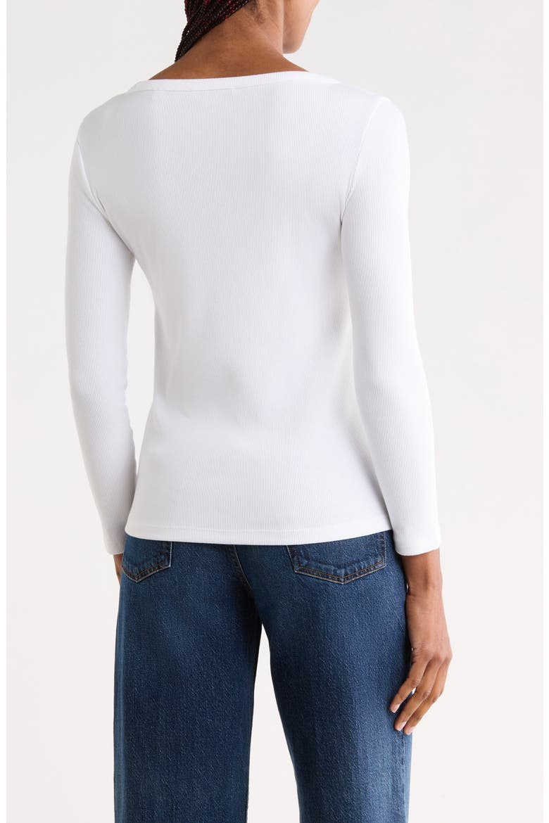 Ribbed Boat Neck Top, Alternate, color, OPTIC WHITE