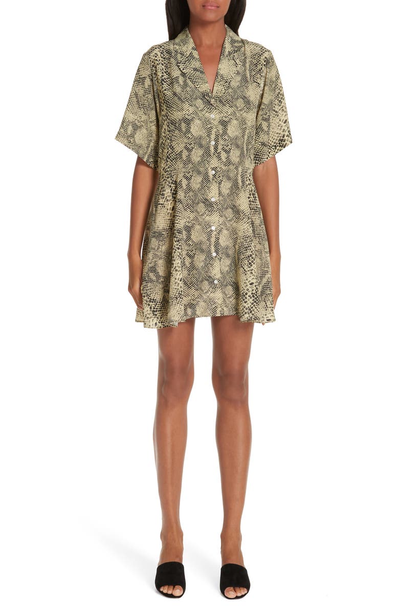 Sandy Liang Snake Print Shirtdress, Main, color, 
