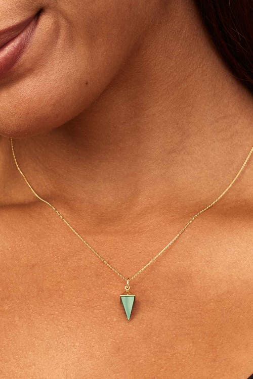 Oradina 14k Gold Prism Point Pendant Charm In Gold - Green Malachite