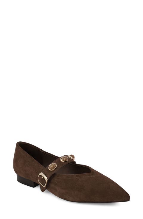 Abrina Mary Jane Leather Flat