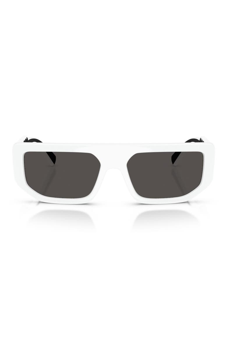 56mm Rectangular Sunglasses, Main, color, WHITE / DARK GREY