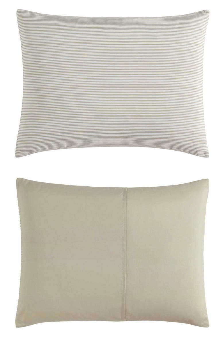 Textured Stripe Duvet Cover Set, Alternate, color, WHITE/ CHAI BEIGE