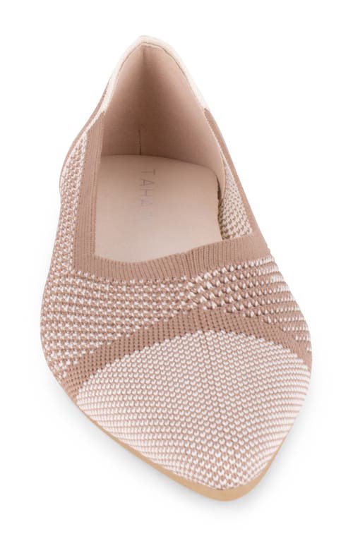 Tahari Antigua Knit Pointed Toe Flat In Neutral