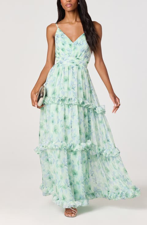 Ayanna Floral Ruffle Trim Maxi Dress
