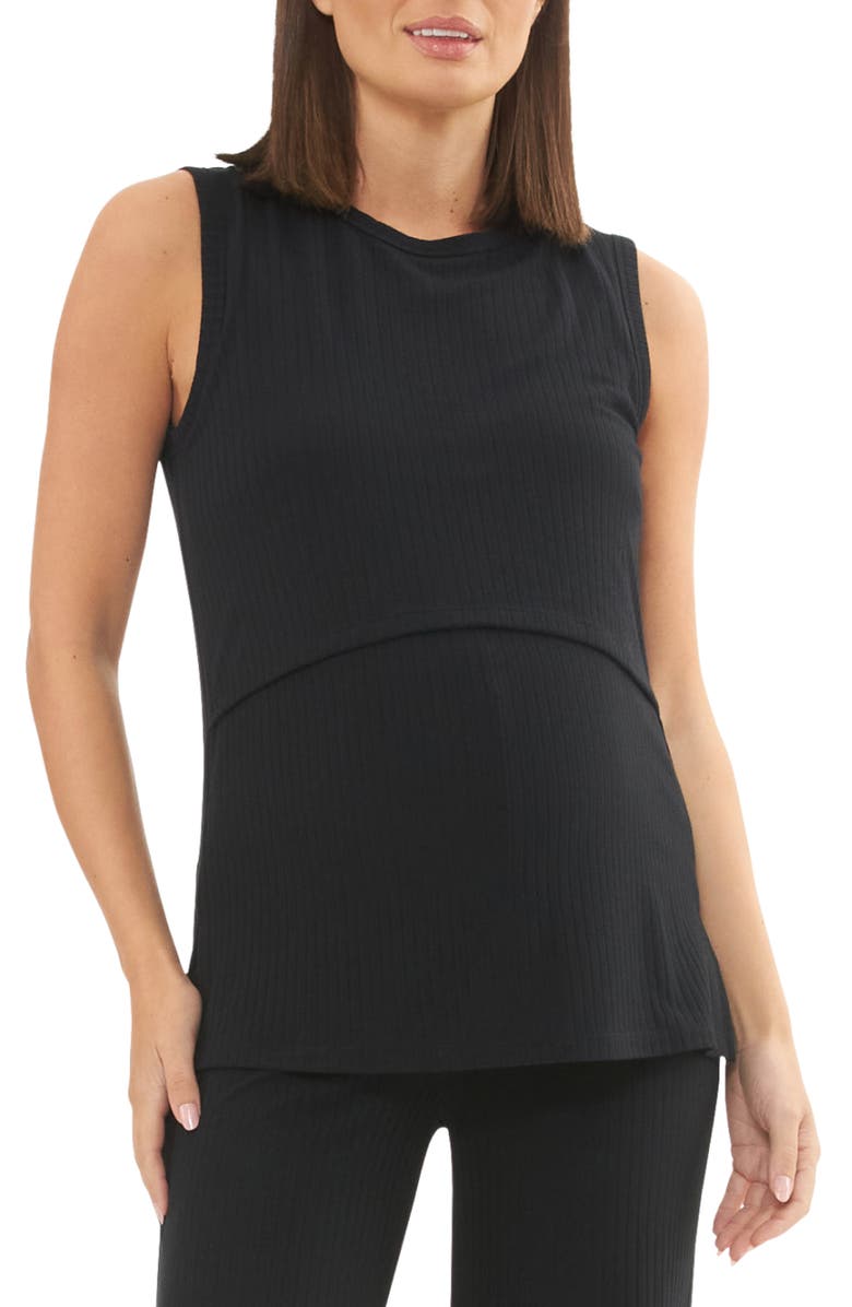 Ripe Maternity Peter Rib Nursing Tank, Main, color, Black