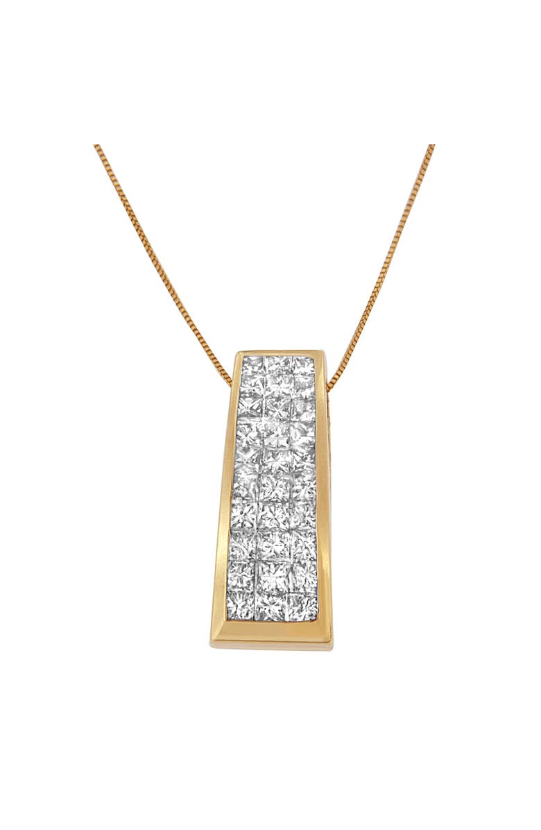 Haus of Brilliance 14K Yellow Gold Princess-Cut Diamond Pillar Pendant Necklace, Alternate, color, Yellow