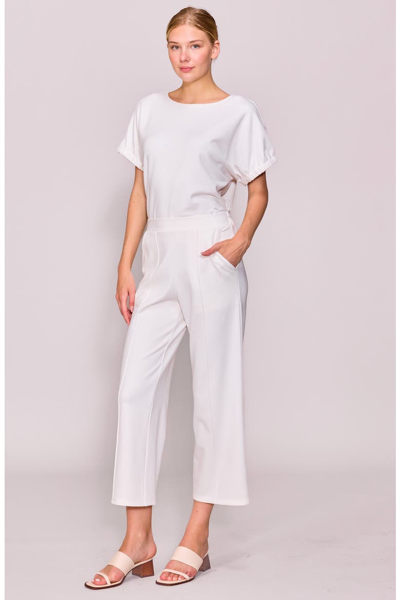 Knit Pintuck Ankle Pants, Alternate, color, BONE