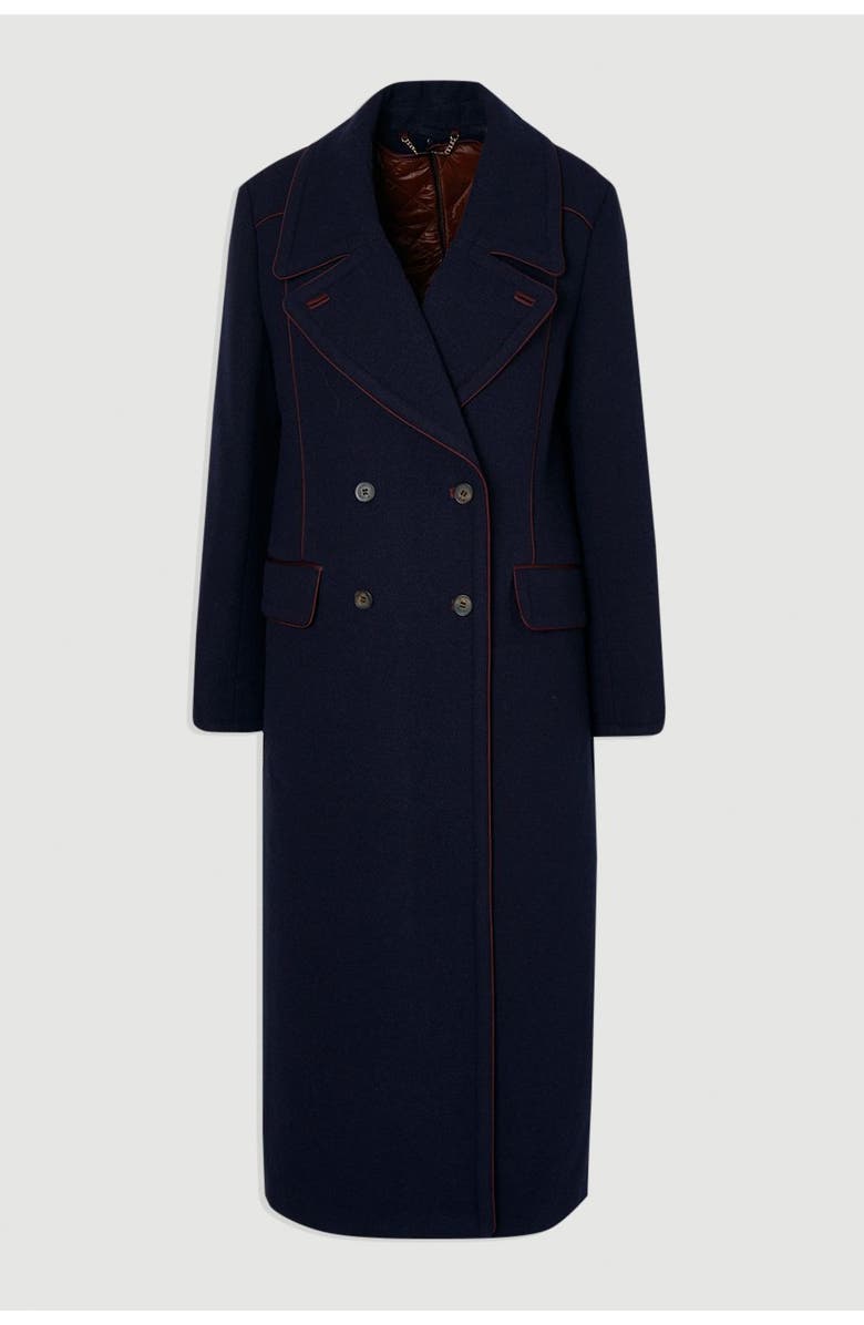 Karen Millen Tailored Padded Lined Midi Coat, Alternate, color, Navy