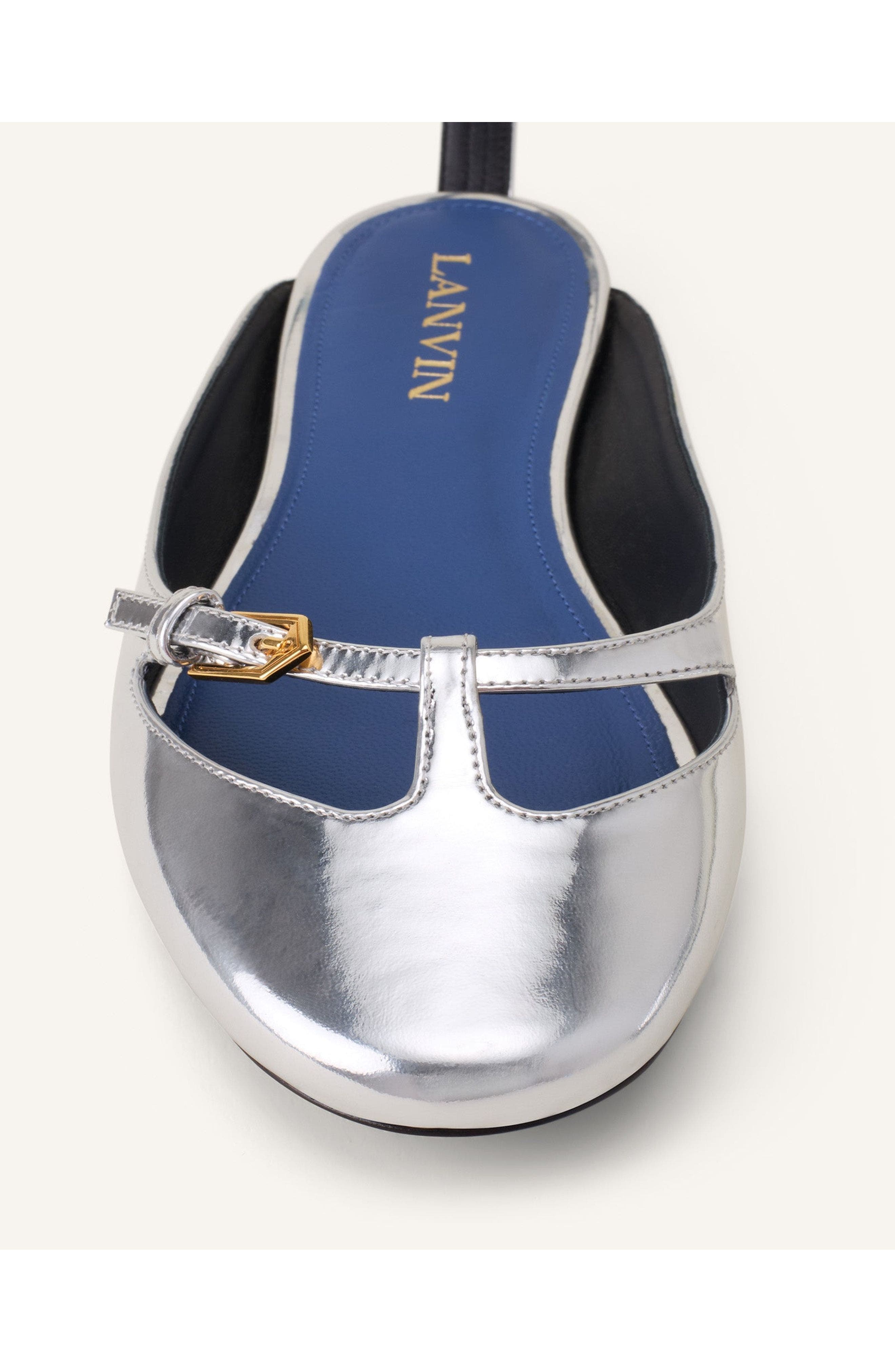 Lanvin Mary-Jane Ballerina In Leather, Alternate, color, Silver