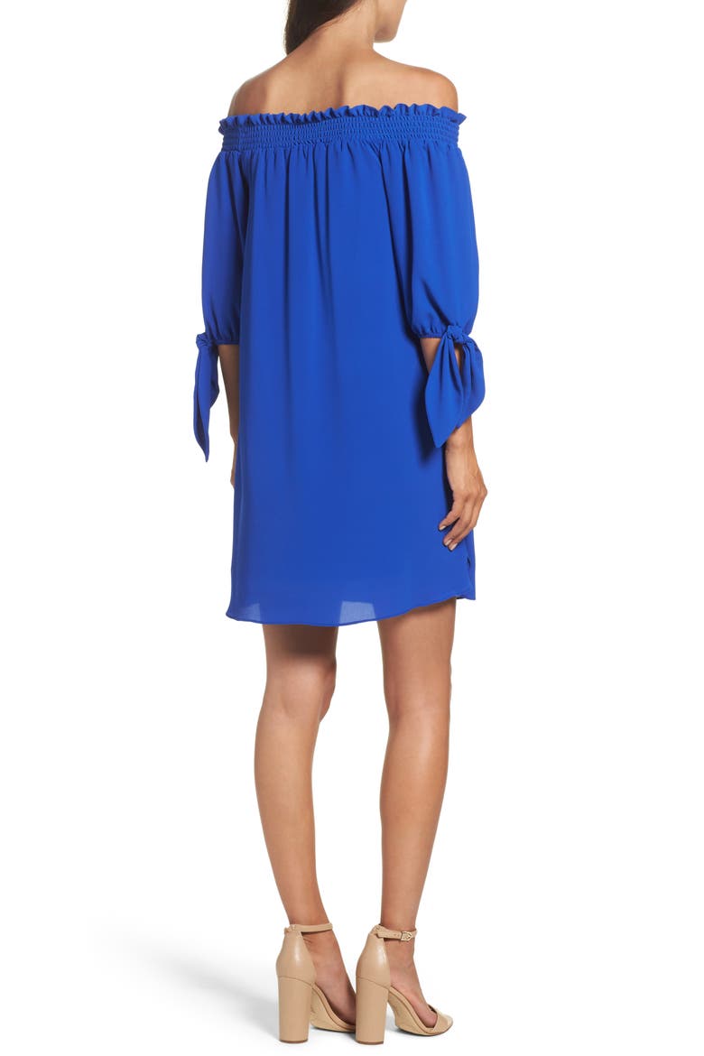 Stretch Crepe Shift Dress, Alternate, color, OPULENT COBALT