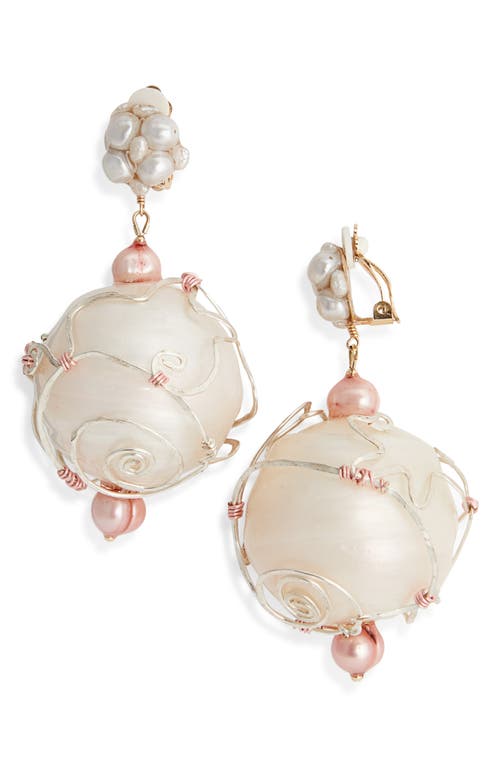 Isshi Caged Faux Pearl Drop Clip-On Earrings in Pearly Pink  product