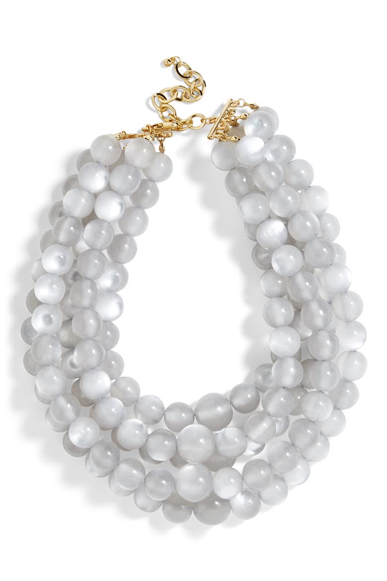 Cassarah Beaded Multistrand Necklace, Main, color, GRAY