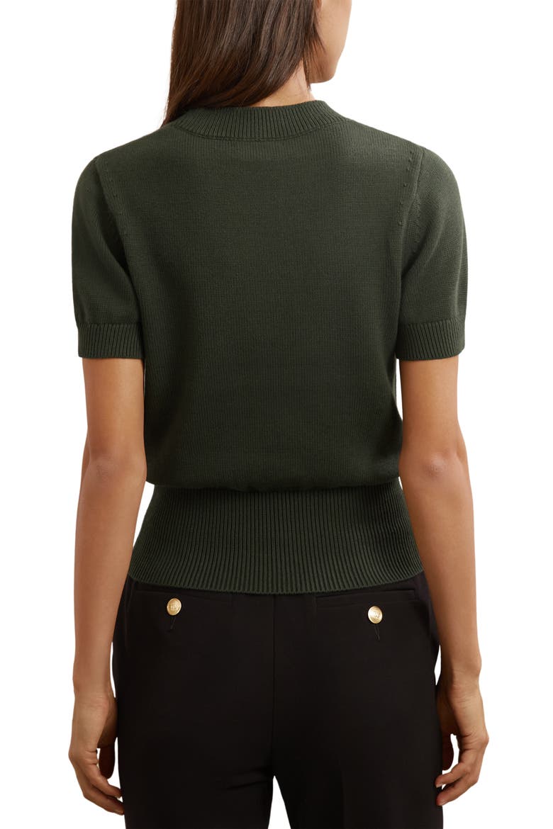 Anita Short Sleeve Cotton & Wool Sweater, Alternate, color, KHAKI GREEN