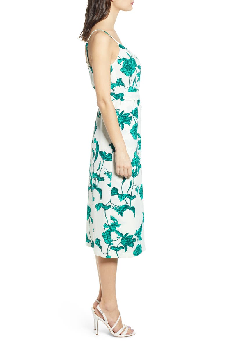 Crepe Wrap Midi Dress, Alternate, color, IVORY VANILLA BEAUTIFUL FLORAL