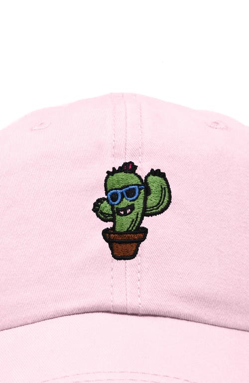 Dalix Cactus Embroidered Casual Cap In Washed Pink
