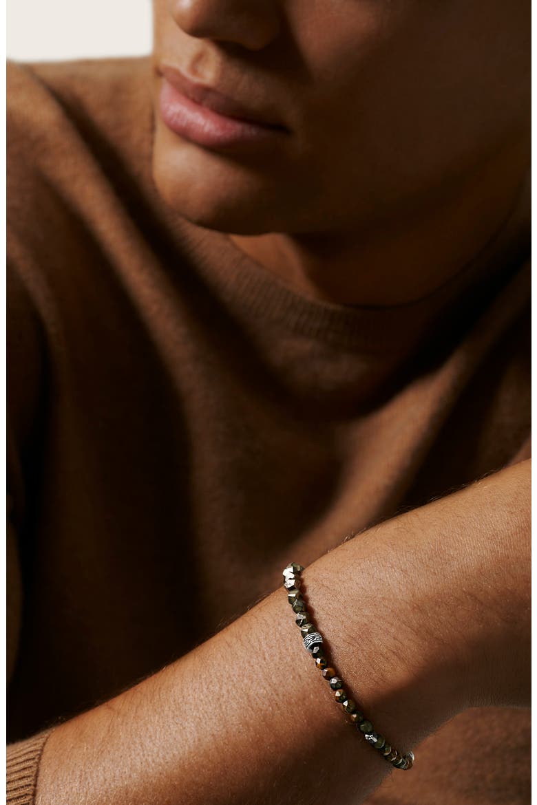Men's Classic Chain 4mm Pyrite Bracelet, Alternate, color, SILVER/ PYRITE