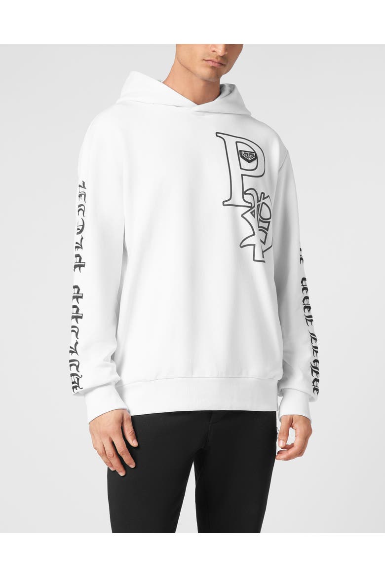 Hoodie Sweatshirt Ls Gothic Plein Men, Main, color, white