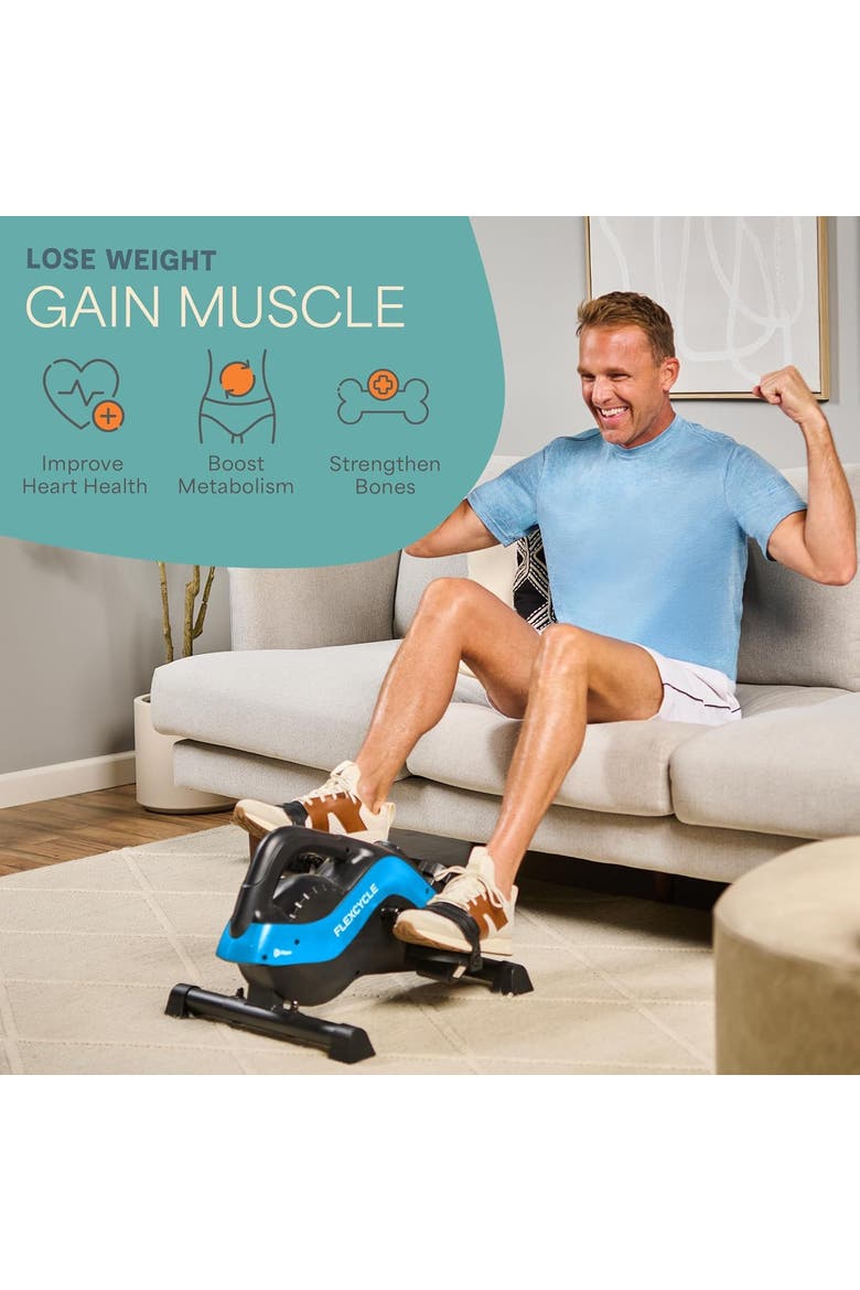 Flex Stride Under Desk Bike Pedal Mini Elliptical Exerciser, Alternate, color, Black/Blue