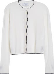 Thom Browne Textured Stitch Virgin Wool Crewneck Cardigan