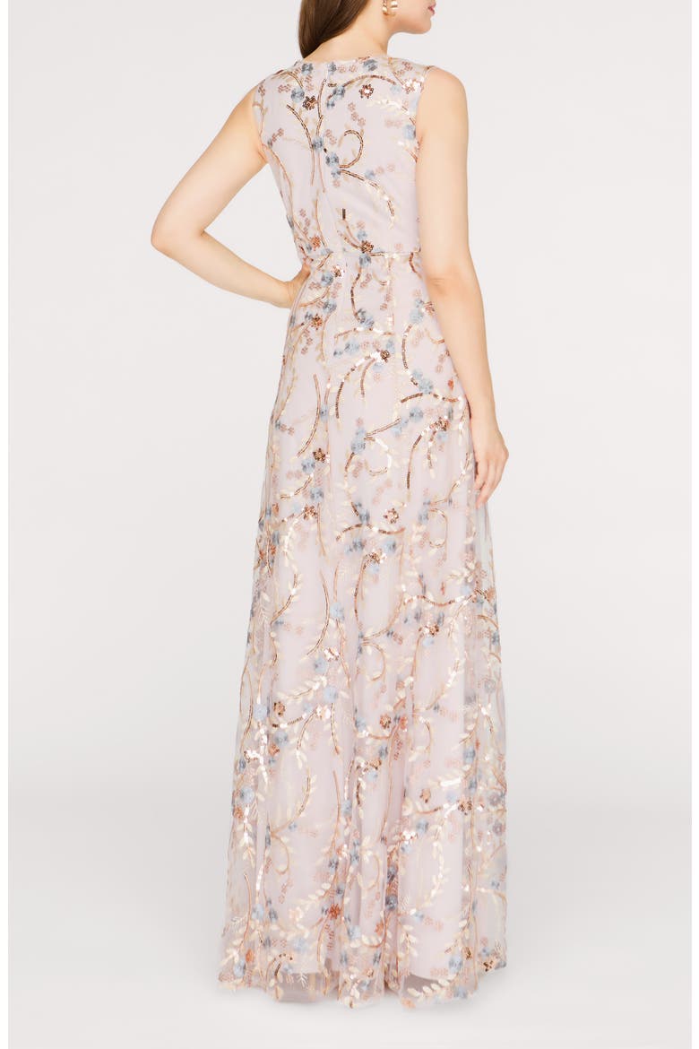 Lavina Sequin Tulle Gown, Alternate, color, ROSE GOLD