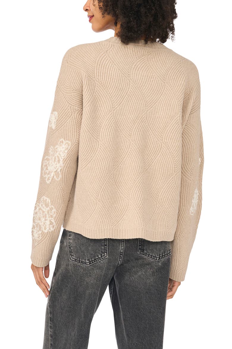 Embroidered Crewneck Sweater, Alternate, color, DUSTY WALNUT