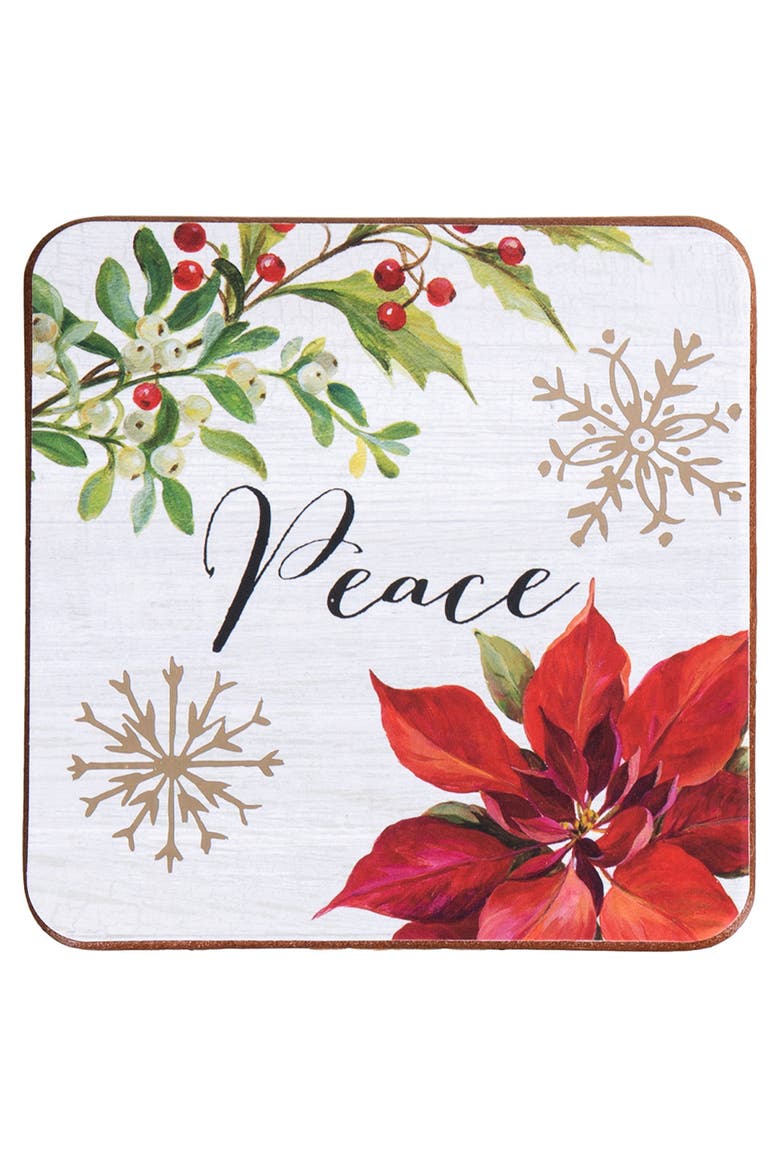 Poinsettia Christmas Coasters, Set of 4, Alternate, color, Red