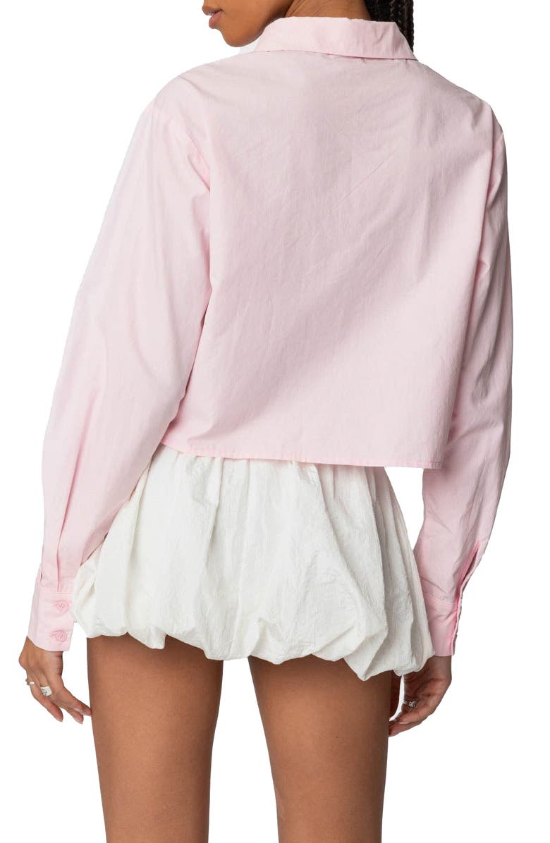 EDIKTED Melrose Cotton Tie Front Shirt, Alternate, color, Light-Pink