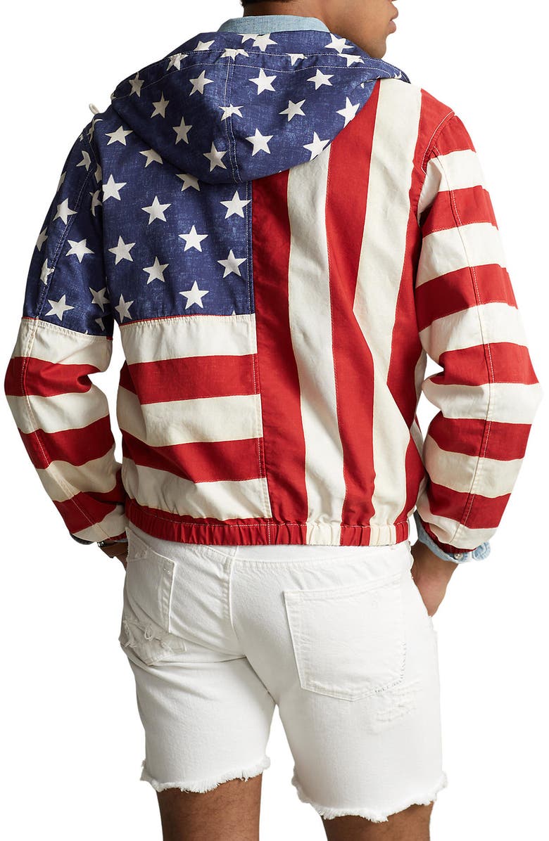 Polo Ralph Lauren American Flag Hooded Bomber Jacket, Alternate, color, 