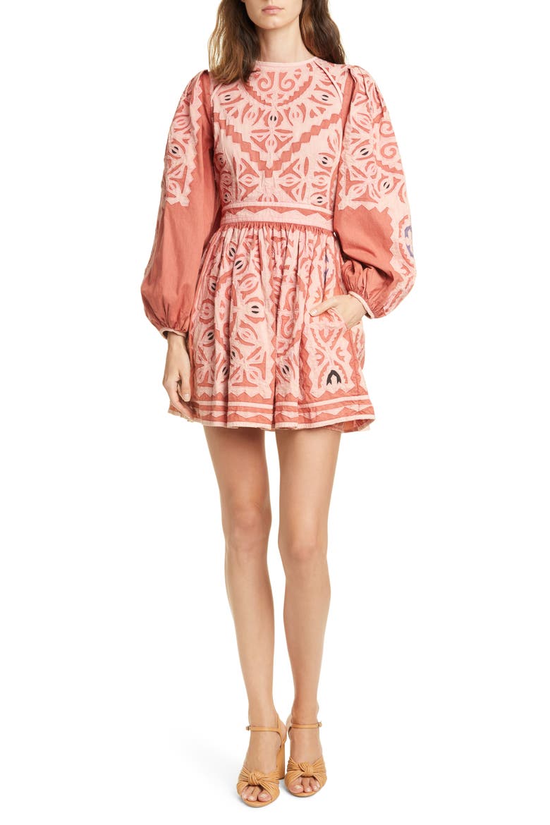 Omaira Long Sleeve Minidress, Main, color, SUNBLEACHED ROSE
