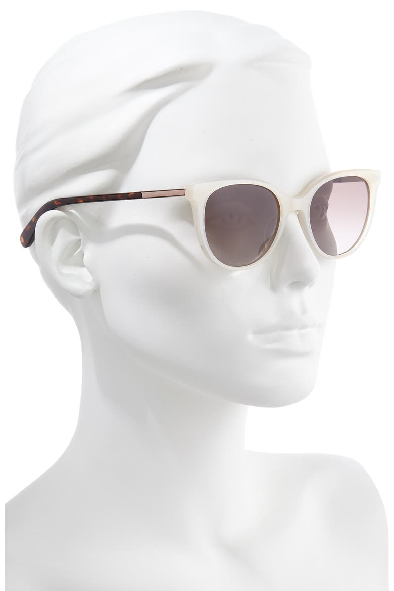Rebeccca Minkoff Indio 52mm Gradient Cat Eye Sunglasses, Alternate, color, WHITE PEAR/ BROWN