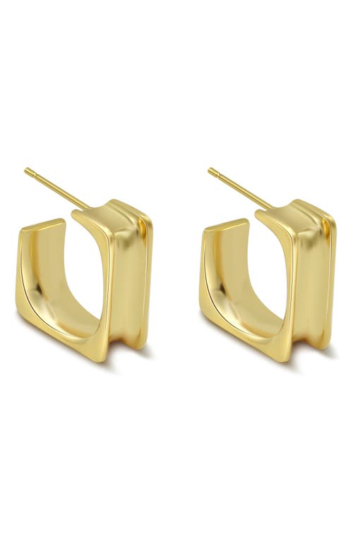 La Meno Golden Glow Square Earrings In Gold