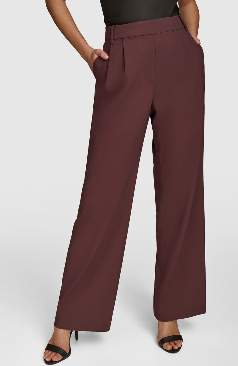 Donna Karan New York Pleated Wide Leg Pants, Main, color, Brandywine