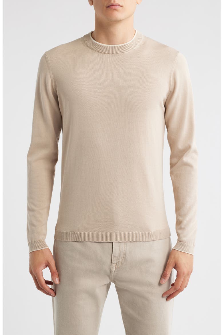 Drummond Tipped Combed Cotton Sweater, Main, color, STONE
