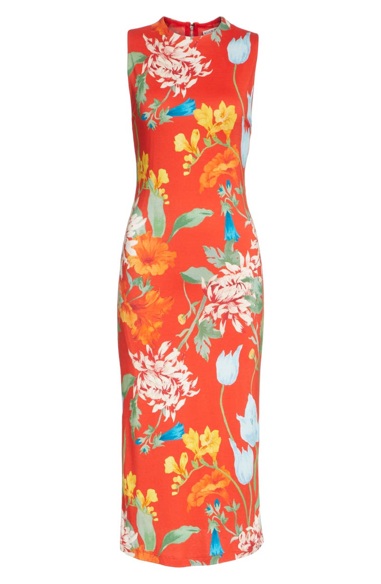 Alice + Olivia Delora Floral Sleeveless Body-Con Dress, Alternate, color, 