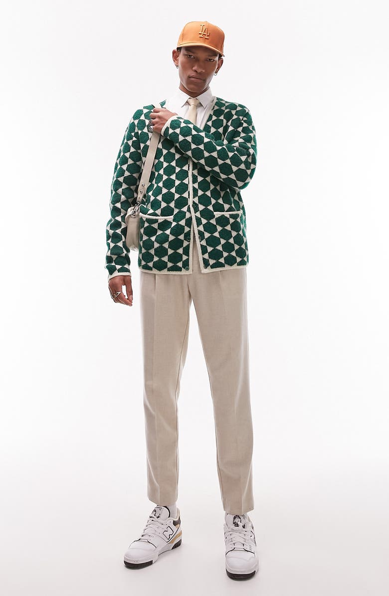 Topman Geo Pattern Cardigan, Alternate, color, 