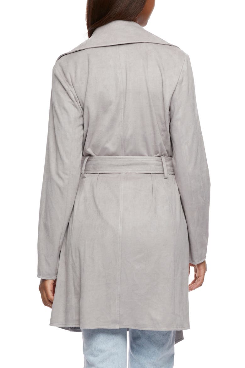 Faux Suede Belted Trench Coat, Alternate, color, TITANIUM