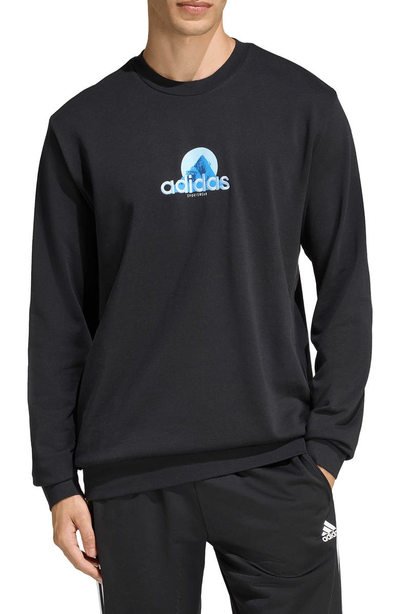 adidas Climb Logo Graphic Sweatshirt, Main, color, Black