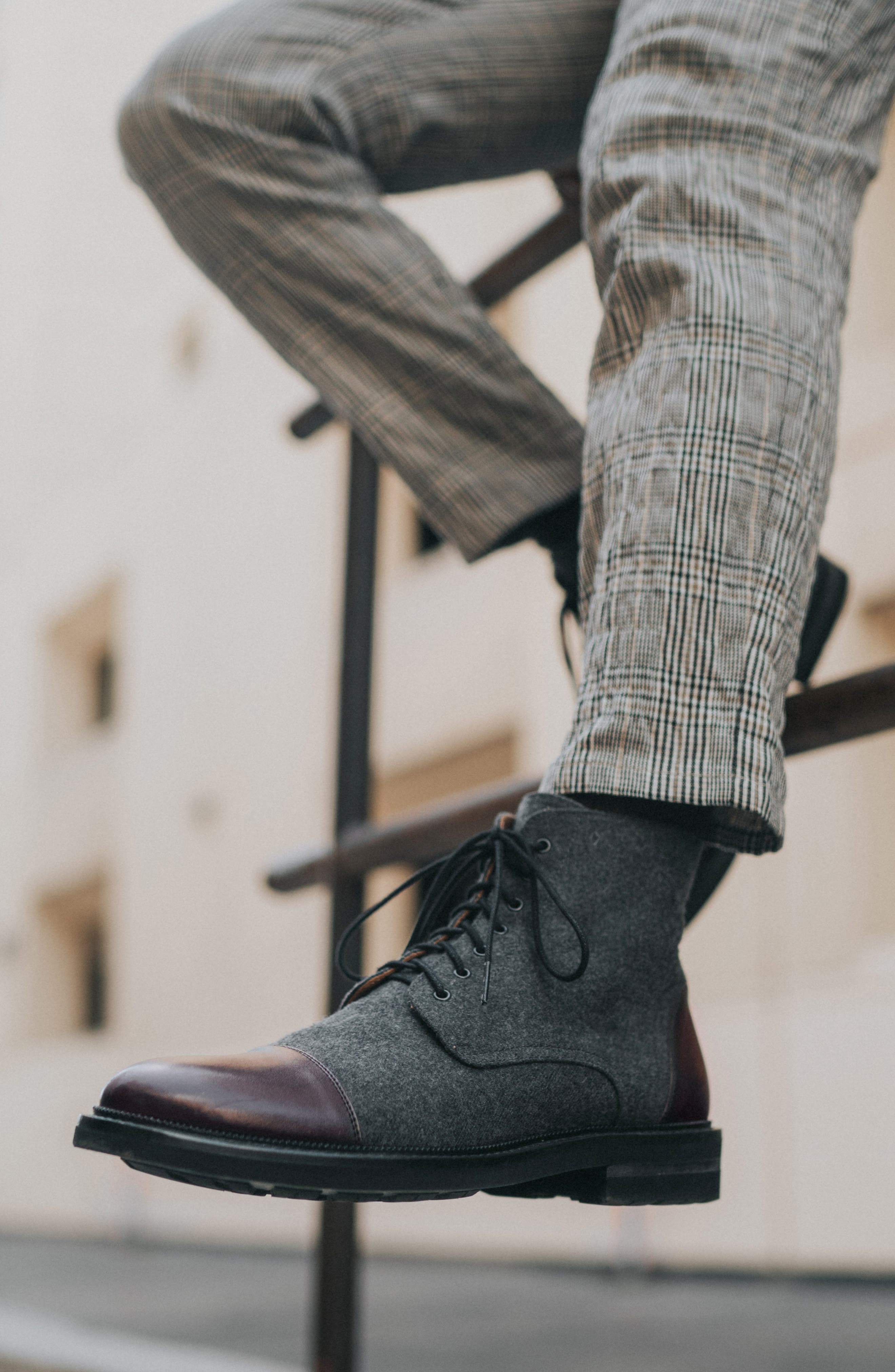 The Jack Boot, Alternate, color, GREY/ OXBLOOD