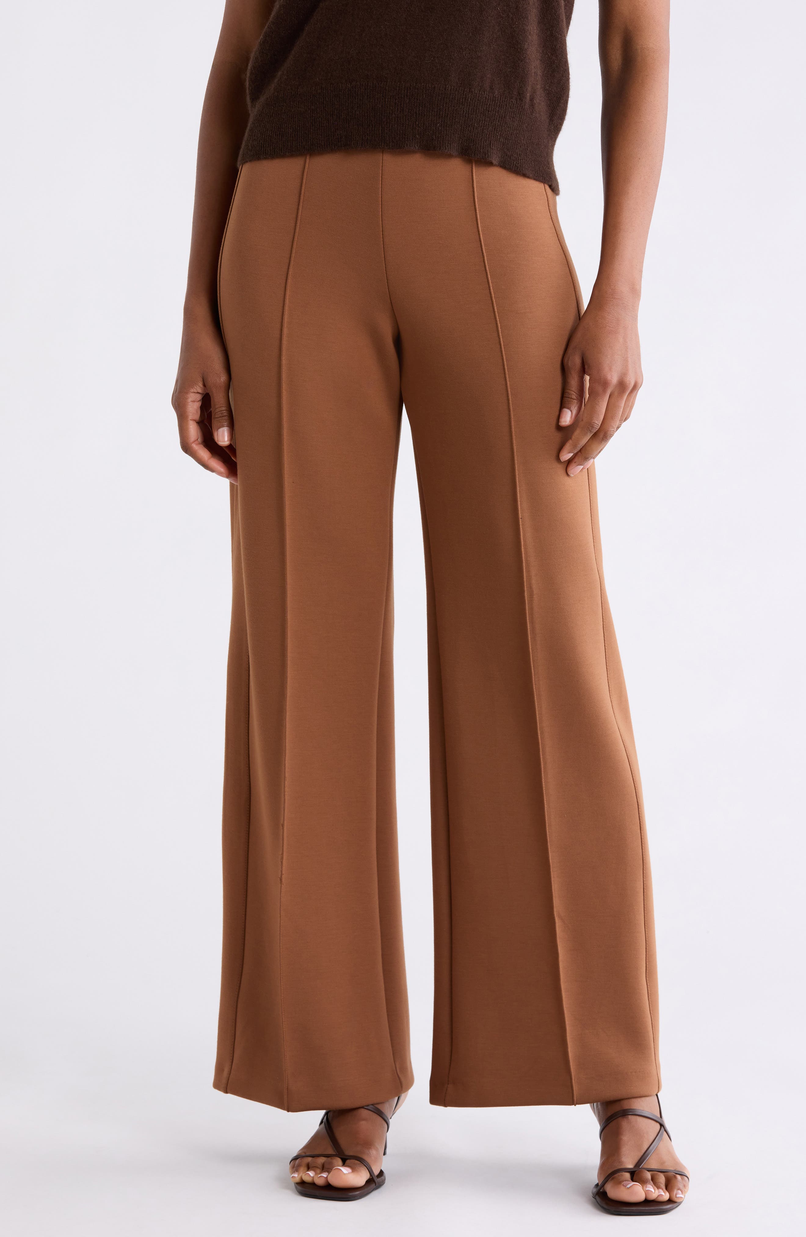 Center Seamed Pull On Wide Leg Pants