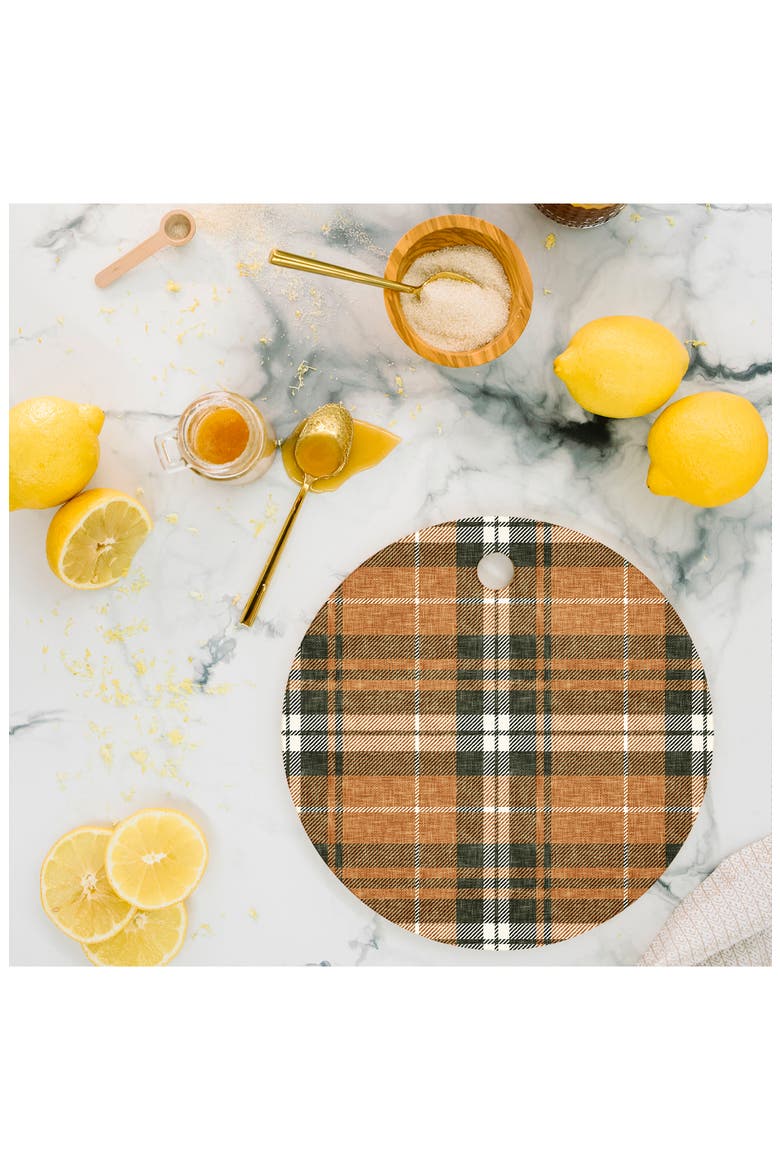 Fall Plaid Brown Cutting Board, Alternate, color, BROWN