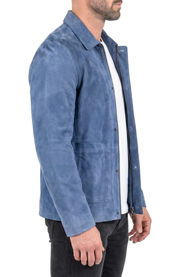 Leather Zip Jacket, Alternate, color, BLUE