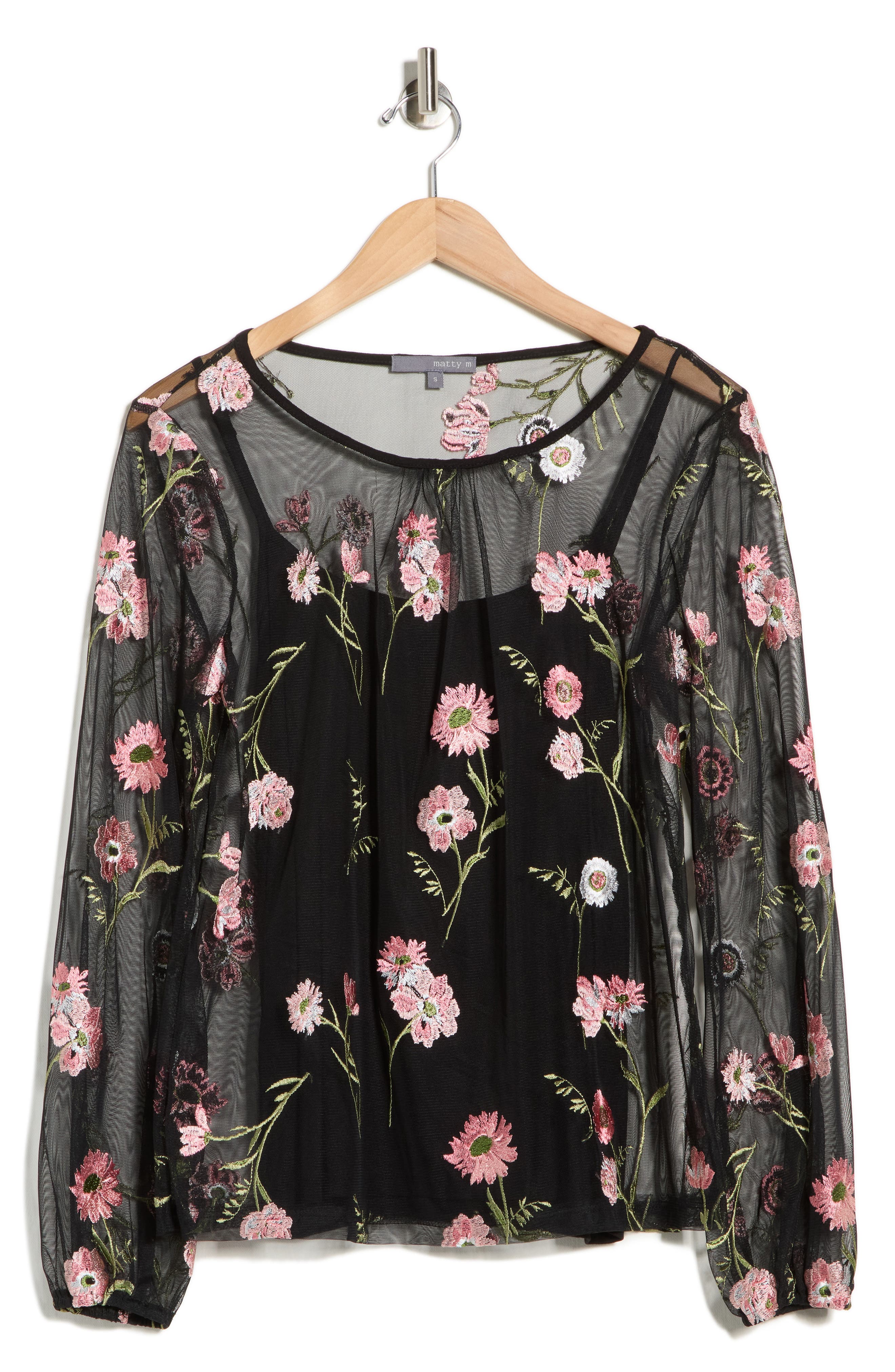 Embroidered Mesh Top