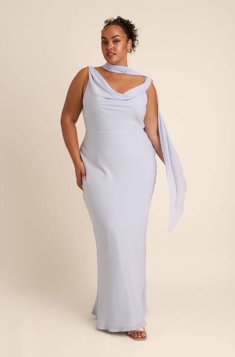 Plunge Cowl Chiffon Bridesmaid Dress