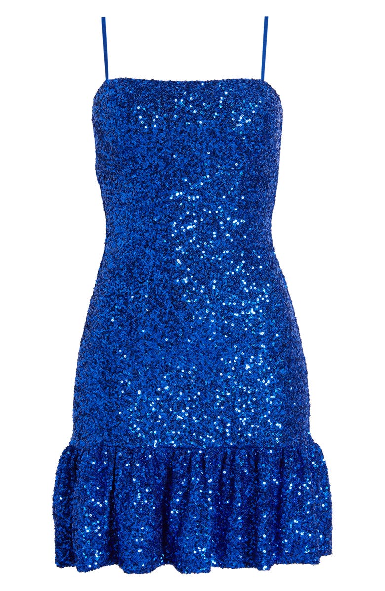 Emerald Sundae Sequin Bubble Hem Minidress, Alternate, color, Royal