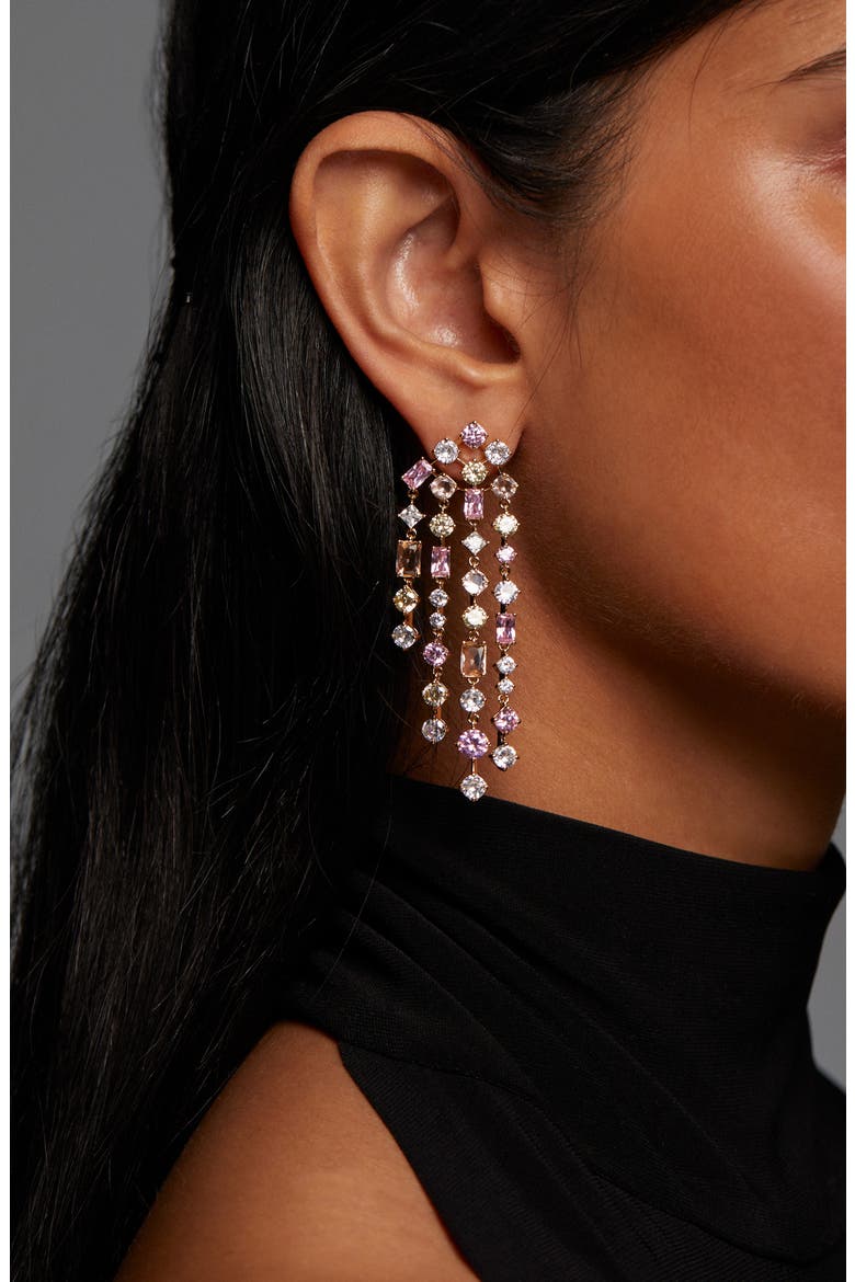 Sunshower Crystal Cascade Drop Earrings, Alternate, color, GOLD/ PINK